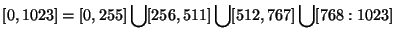 $\displaystyle [0,1023] = [0,255] \bigcup [256,511] \bigcup [512,767] \bigcup [768:1023]$