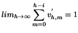 $\displaystyle lim_{h \rightarrow \infty} \sum_{m=0}^{h-i}v^{'}_{h,m} = 1$