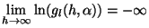 $\displaystyle \lim_{h \rightarrow \infty} \ln(g_{l}(h, \alpha)) = - \infty$